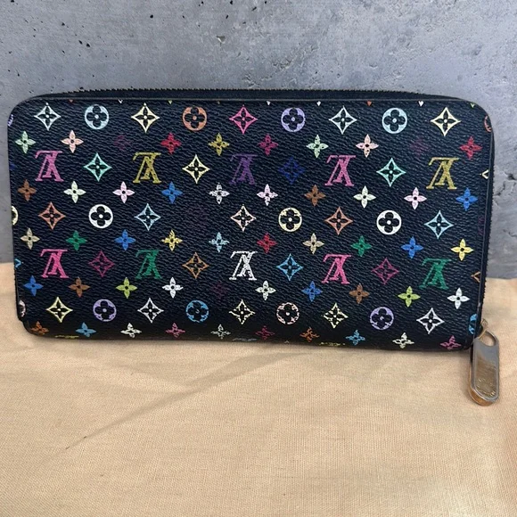 Louis Vuitton multicolor noir zippy zip around wallet murakami - Picture 3 of 11